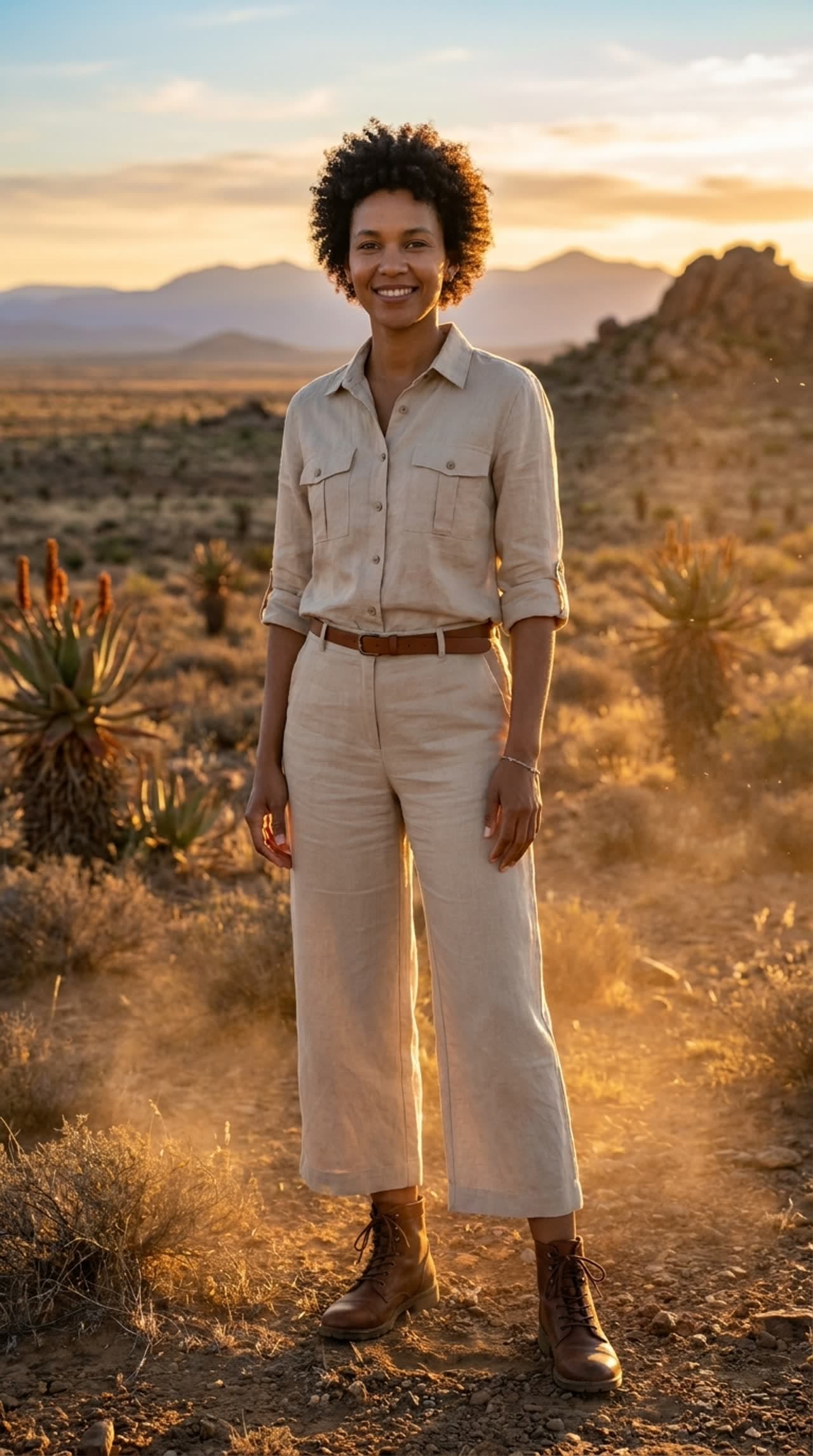 Karoo · golden-hour veld · safari neutrals